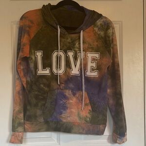 Tie-Dye Hoodie with LOVE Print
